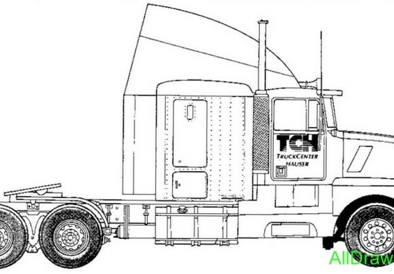 Kenworth T600 Big Sleeper truck drawings (figures)